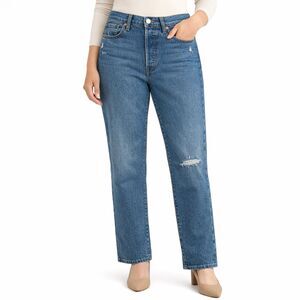 Levi’s Premium 501 Original Crop Jeans Busted Knee Blue 28